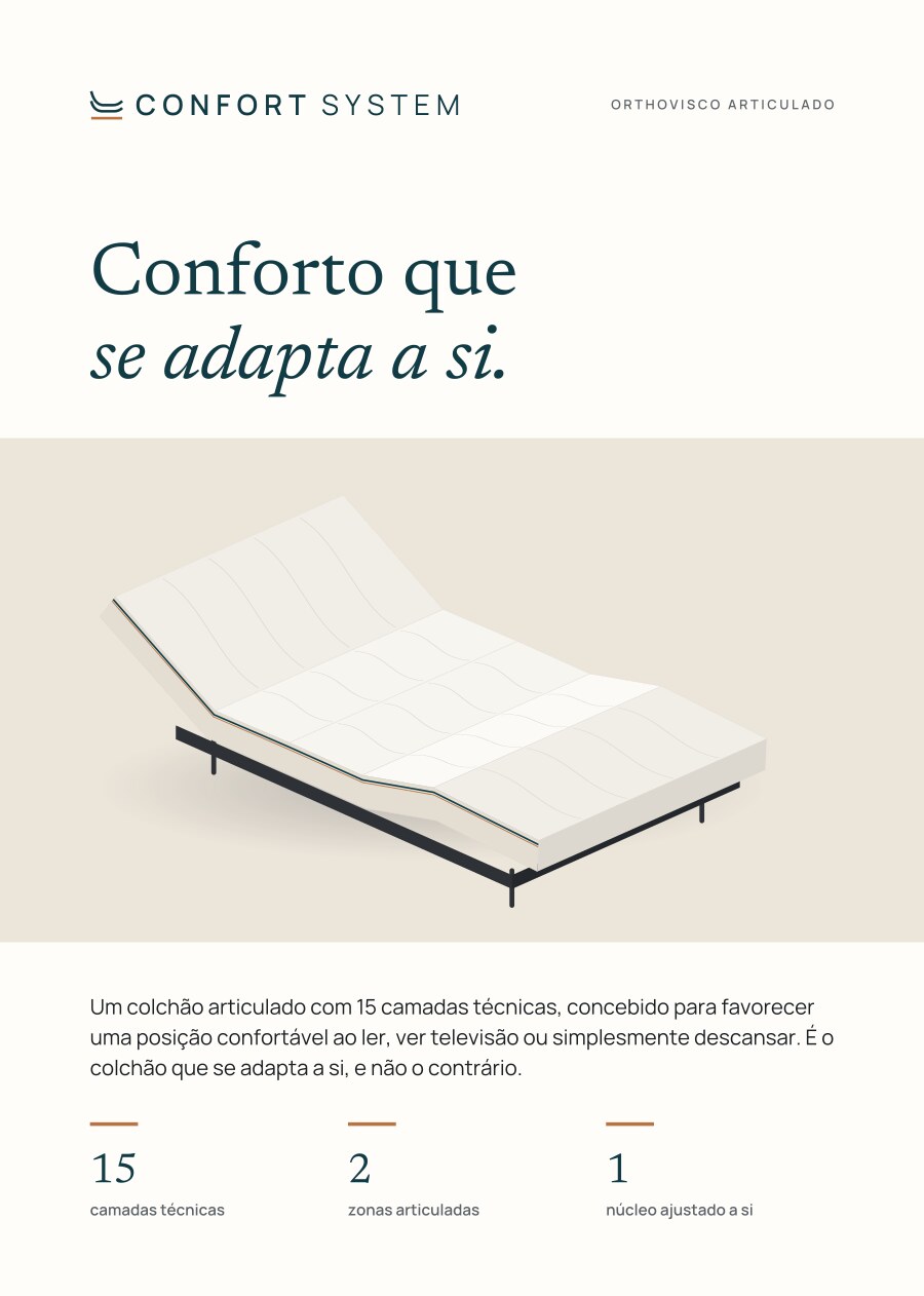 Panfleto A5, frente: Conforto que se adapta a si